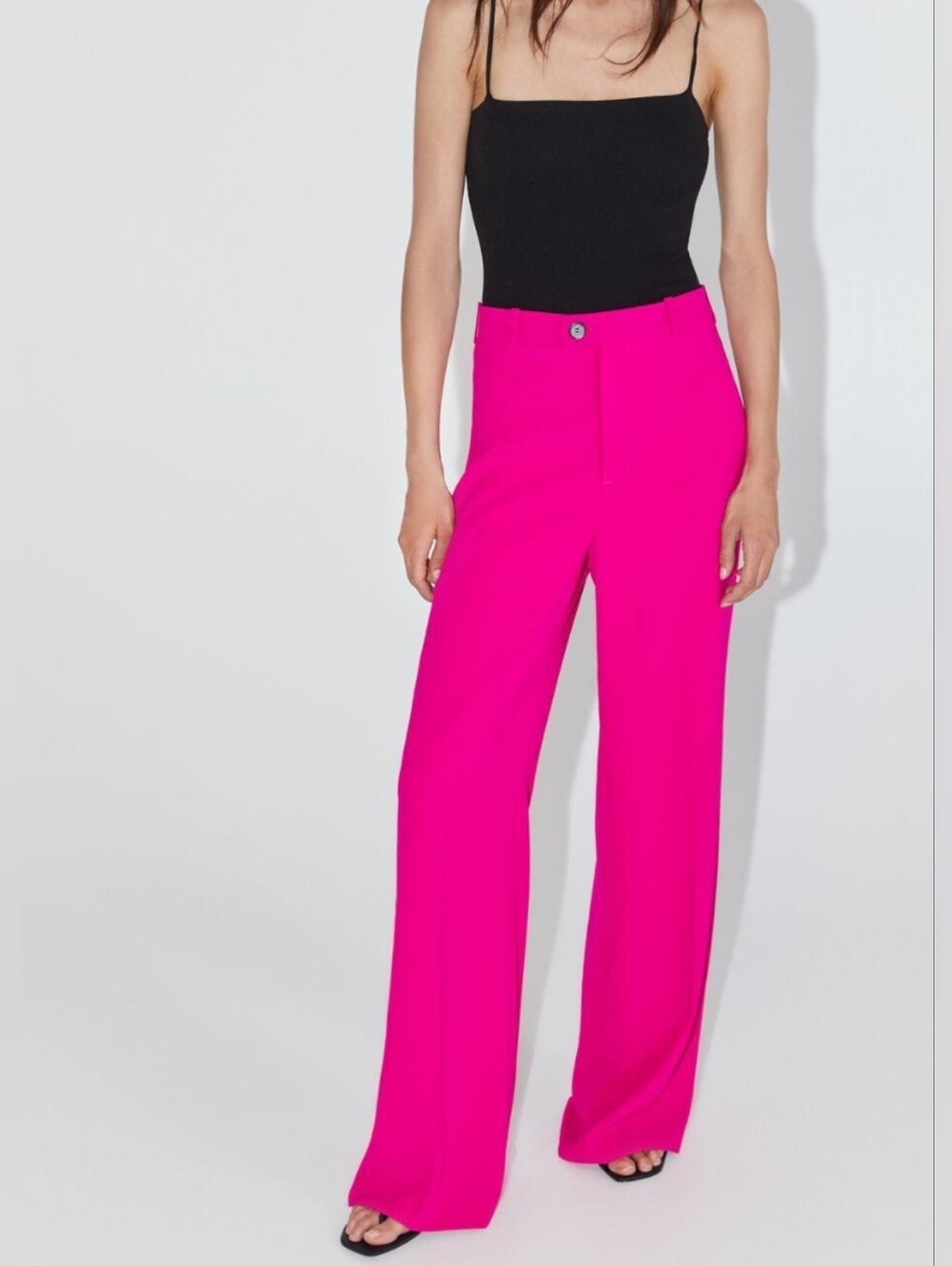 ZARA High-Waisted Wide Leg Pants – Fuchsia Pink -  XS